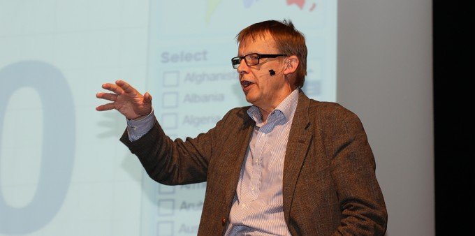 Hans Rosling föreläser om flyktingkrisen i världen.